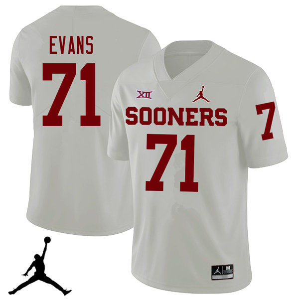 Jordan Brand Men #71 Bobby Evans Oklahoma Sooners 2018 College Football Jerseys Sale-White